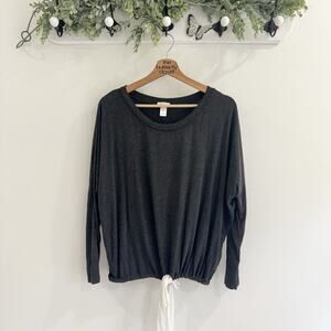 Women’s Eberjey Dark Grey Long Sleeve Modal Pajama Shirt With Tie Small KS